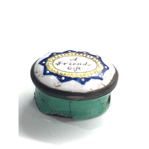 419 - 18th Century english enamel snuff box age related wear and enamel damage as shown