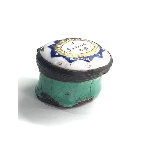 419 - 18th Century english enamel snuff box age related wear and enamel damage as shown