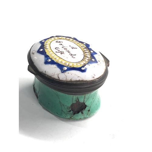 419 - 18th Century english enamel snuff box age related wear and enamel damage as shown