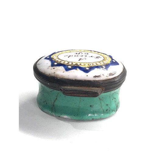 419 - 18th Century english enamel snuff box age related wear and enamel damage as shown