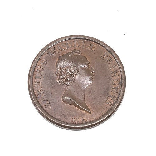 424 - Rare George 11 Arrival of the young pretender expected 1745 Maker: T Pingo.
Obverse: Bust of Prince ... 