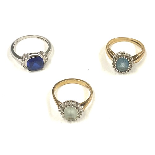 442 - 3 x Ladies hallmarked 9ct gold stone set rings, sizing L and N, approximate total weight 8.8g