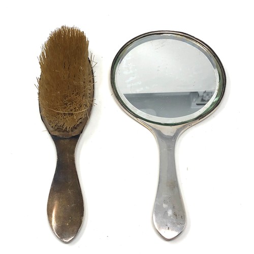 62 - Indian silver mirror & brush