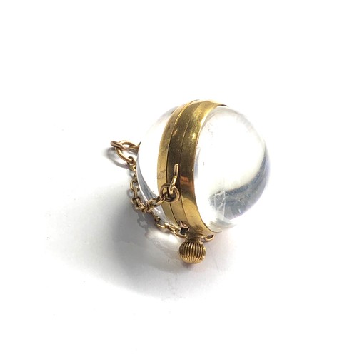 441 - Antique 18ct gold mounted crystal ball pendant watch