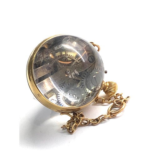 441 - Antique 18ct gold mounted crystal ball pendant watch