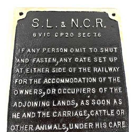 68 - Original cast Irish S L & N C R (Sligo, Leitrim & Northern Counties Railway) sign / notice 8 vic cp2... 