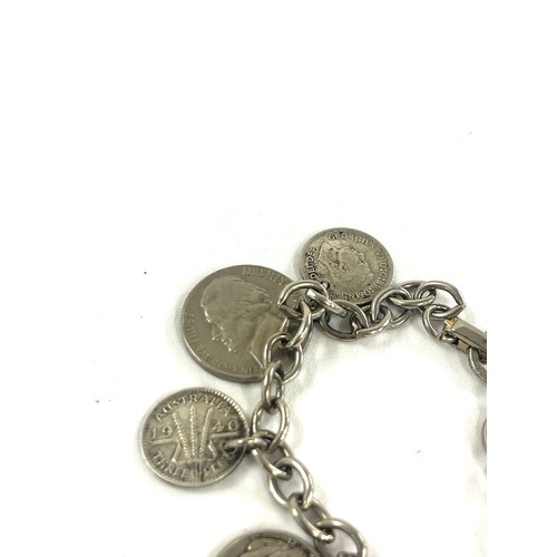 481 - Vintage Silver mounted coin bracelet, approximate weight 19.7g