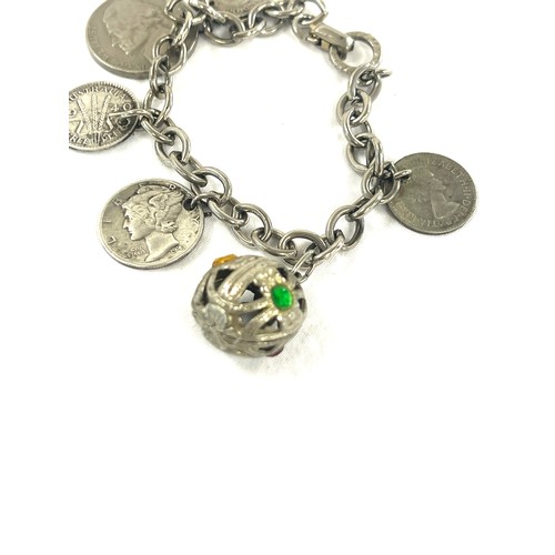 481 - Vintage Silver mounted coin bracelet, approximate weight 19.7g