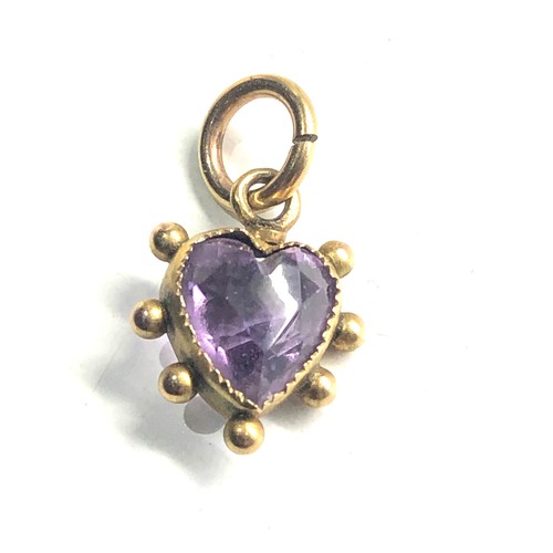 69 - Antique 9ct gold amethyst heart pendant 1g