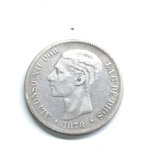 427 - Silver 1878 spanish 5 pesetas