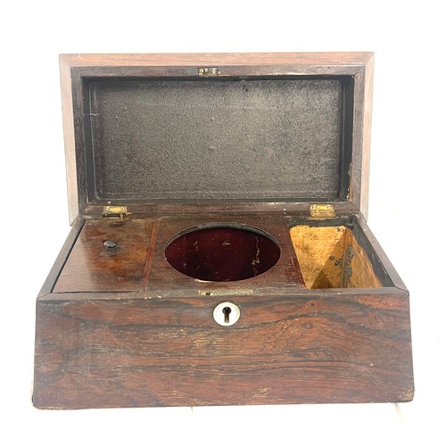 72 - Antique Rosewood tea caddy, missing contents, Approximate height 9 inches by 13 inches by 7.5 inches... 