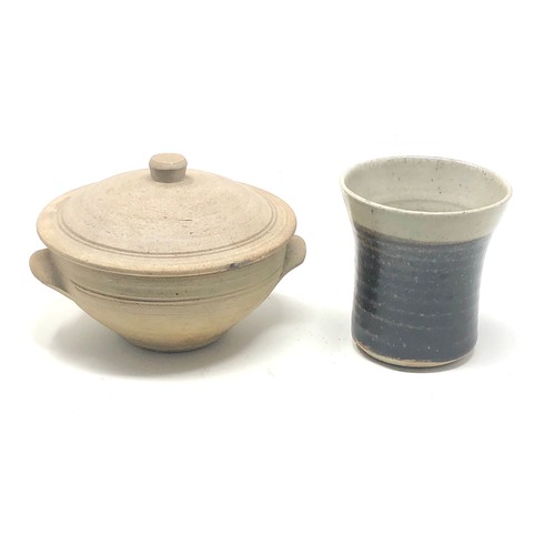 441 - Bernard leach studio pottery lidded bowl & beaker