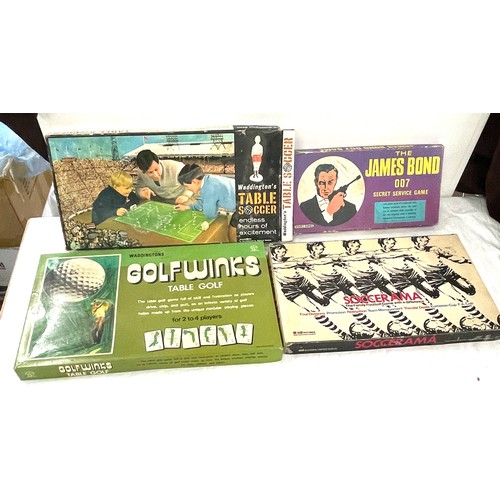 95 - Selection of vintage board games to include Waddingtons table soccer, Waddingtons golf winks game, T... 