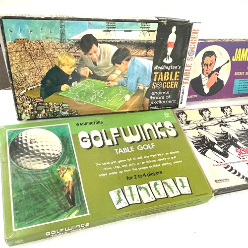 95 - Selection of vintage board games to include Waddingtons table soccer, Waddingtons golf winks game, T... 