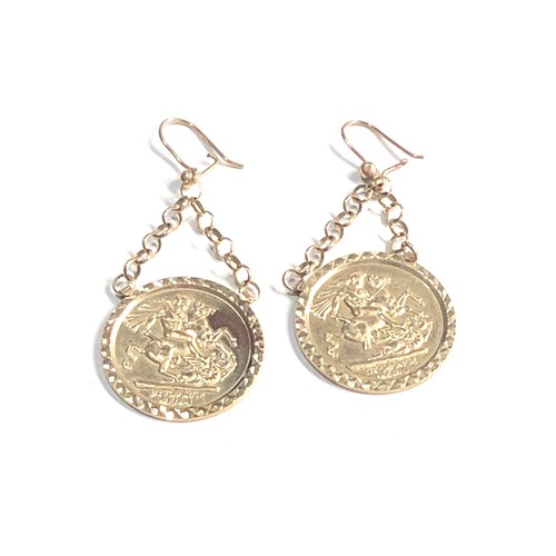 134 - 9ct gold coin type earrings weight 3.1g