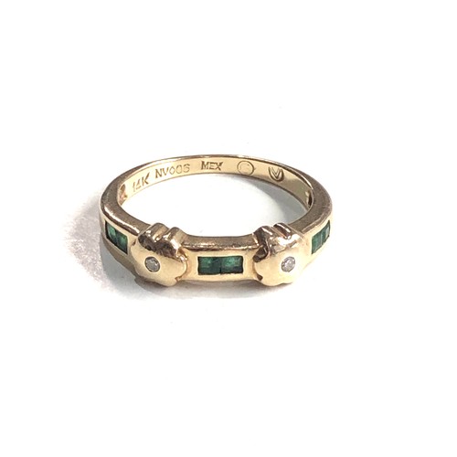 139 - 14ct gold emerald & diamond ring weight 3g