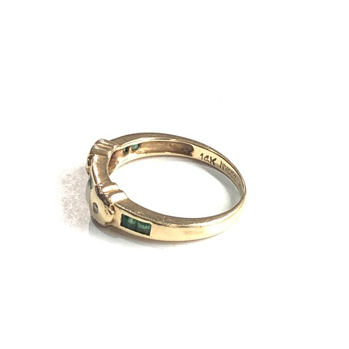 139 - 14ct gold emerald & diamond ring weight 3g