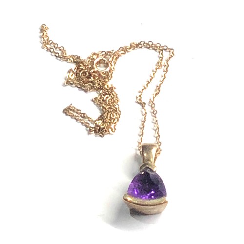 142 - 9ct gold amethyst pendant necklace  ring weight 3g