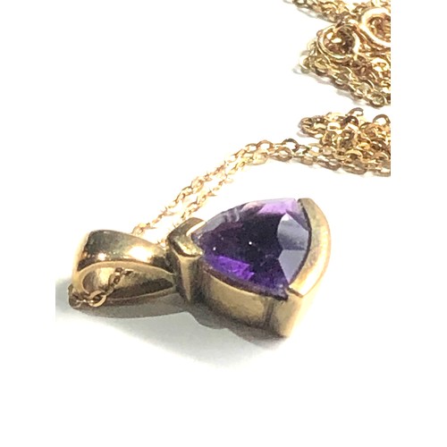 142 - 9ct gold amethyst pendant necklace  ring weight 3g