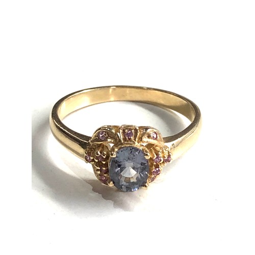 155 - 14ct gold tanzanite & pink sapphire ring weight 3g