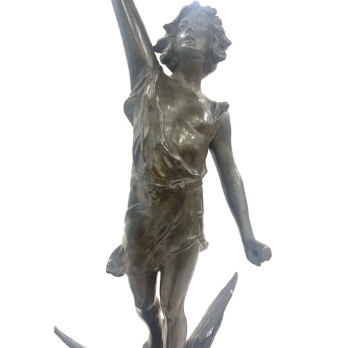 248 - Le Jour spelter lamp figurine, overall height: 29 inches