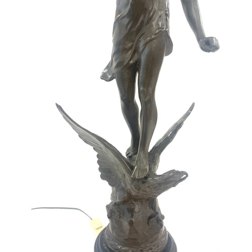 248 - Le Jour spelter lamp figurine, overall height: 29 inches