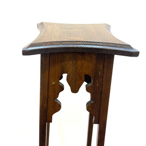 206 - Antique oak tall plant stand, approximate height: 43 inches