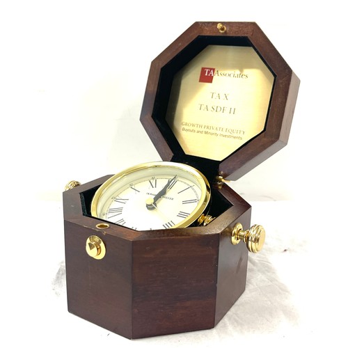 478 - Howard Miller Gimbal dial table clock, presented by TA associates