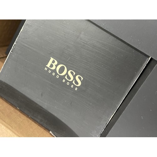 313 - Selection of EMPTY watch boxes, branded includes Hugo Boss, Citizen, Armani etc