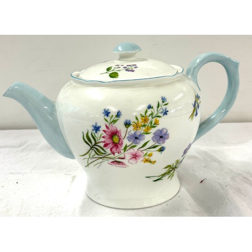 428 - Vintage Shelley Teapot, Wild flowers 13668, small damage to inside of teapot lid as seen in image