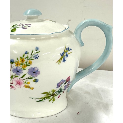 428 - Vintage Shelley Teapot, Wild flowers 13668, small damage to inside of teapot lid as seen in image