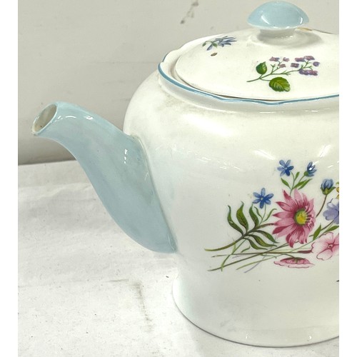 428 - Vintage Shelley Teapot, Wild flowers 13668, small damage to inside of teapot lid as seen in image