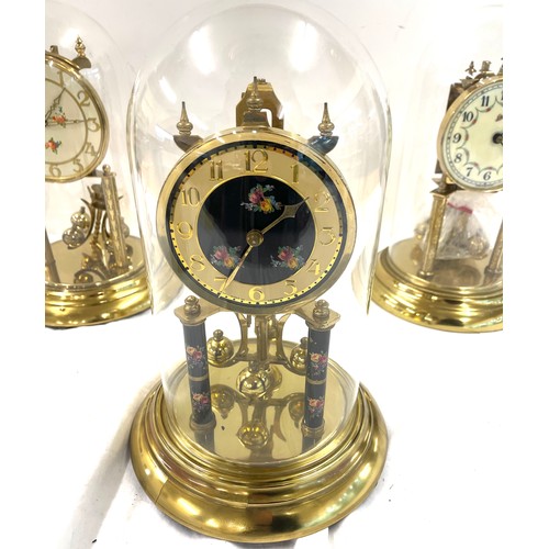 251 - 3 Large vintage dome clocks with glass domes