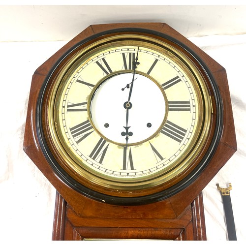 230 - US Anosnia 2 key hole wall clock with pendulum