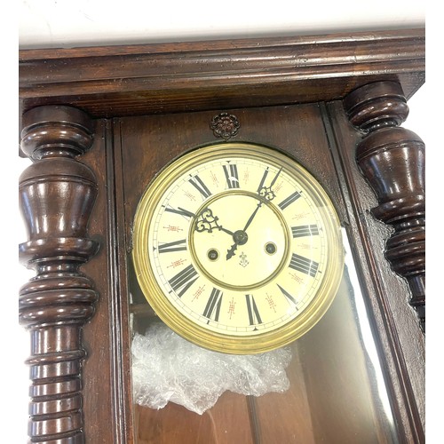 283 - Mahogany 2 key hole Vienna wall clock with pendulum