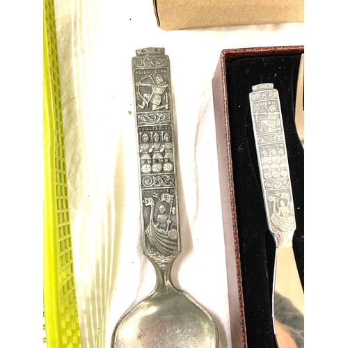 207 - Selection of silver plated cutlery include Norwegian cutlery ab 76 cherub spoons etc