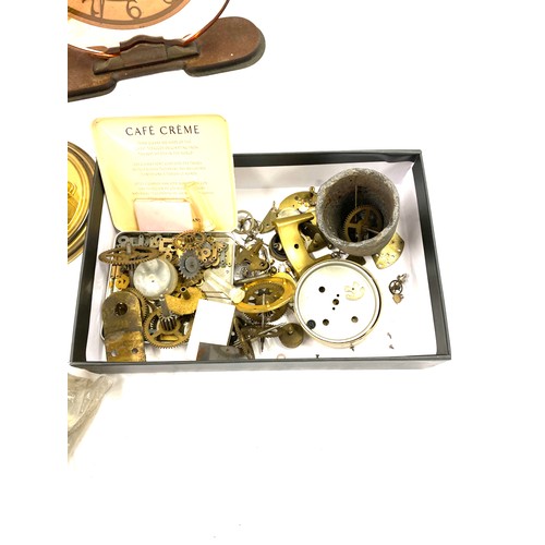 245 - Selection of clock and clock accessories includes 3 key hole mantel clock etc