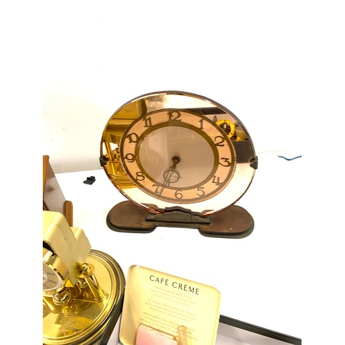 245 - Selection of clock and clock accessories includes 3 key hole mantel clock etc