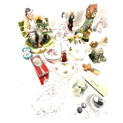 204 - Large selection of miscellaneous includes figures, glassware Slyvac, Hornsea  Royal worcester plate ... 