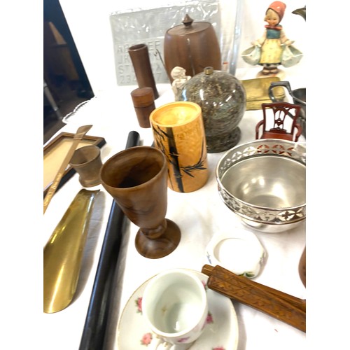 249 - Box of miscellaneous items includes silver plate, wooden items etc