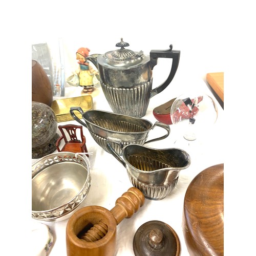 249 - Box of miscellaneous items includes silver plate, wooden items etc