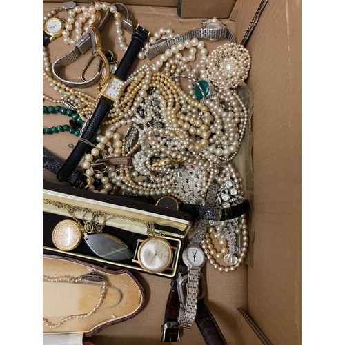 512 - Large selection of costume jewellery includes beads, watches etc