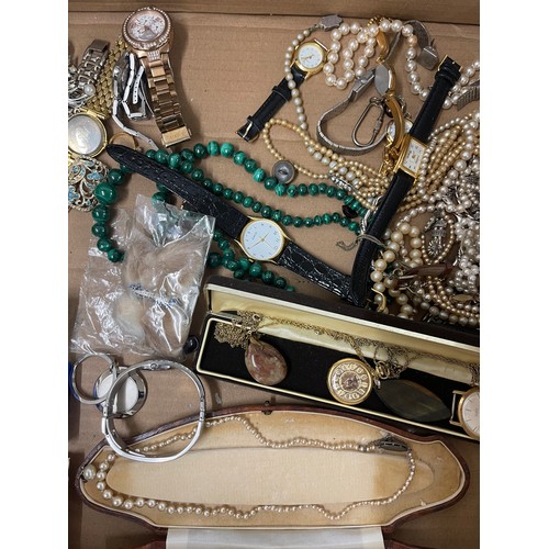 512 - Large selection of costume jewellery includes beads, watches etc