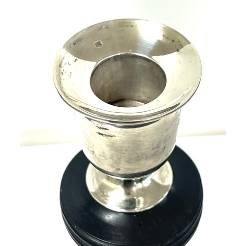 484 - Large silver, ivory an ebony candlestick