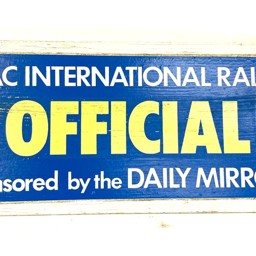 95 - 1970's Daily mirror, official RAC internal rally sign, fibre board, 19 inches by 8 inches