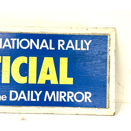 95 - 1970's Daily mirror, official RAC internal rally sign, fibre board, 19 inches by 8 inches