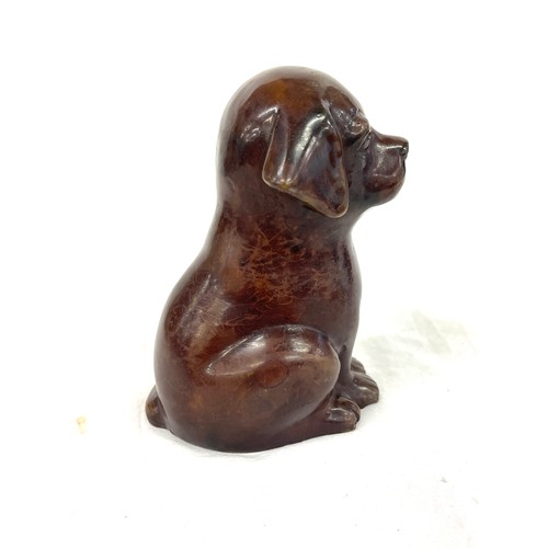 441 - Vintage bronze dog ornament, approximate height 13cm