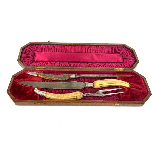 67 - Benetfink & Co Cheapside silver cuff antler antique carving set