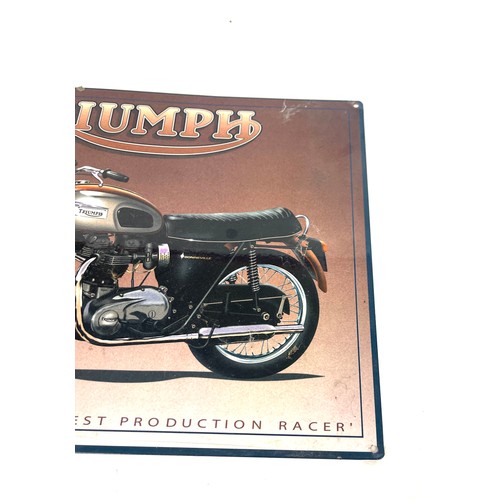 102 - Small Triumph metal sign, approximate measurements: 16 x 12 inches