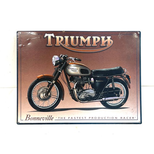 102 - Small Triumph metal sign, approximate measurements: 16 x 12 inches